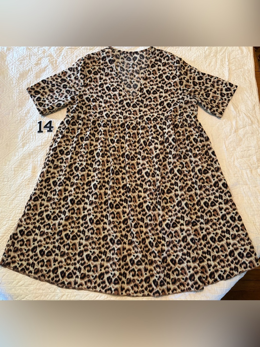 SHEIN Leopard Print Short Sleeve A-Line Dress in Brown and Black